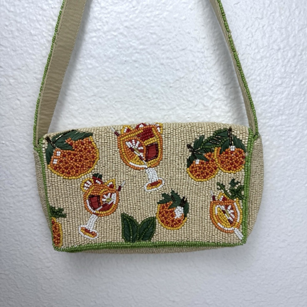 Viral Beaded Aperol Spritz Shoulder Bag Purse Oranges Cocktail Vacation READ